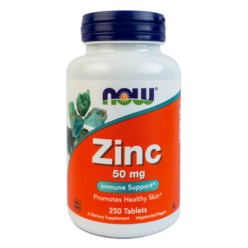 NOW Immune Support Zinc 50 mg 250 tablets Promotes Healthy Skin - KeenCares