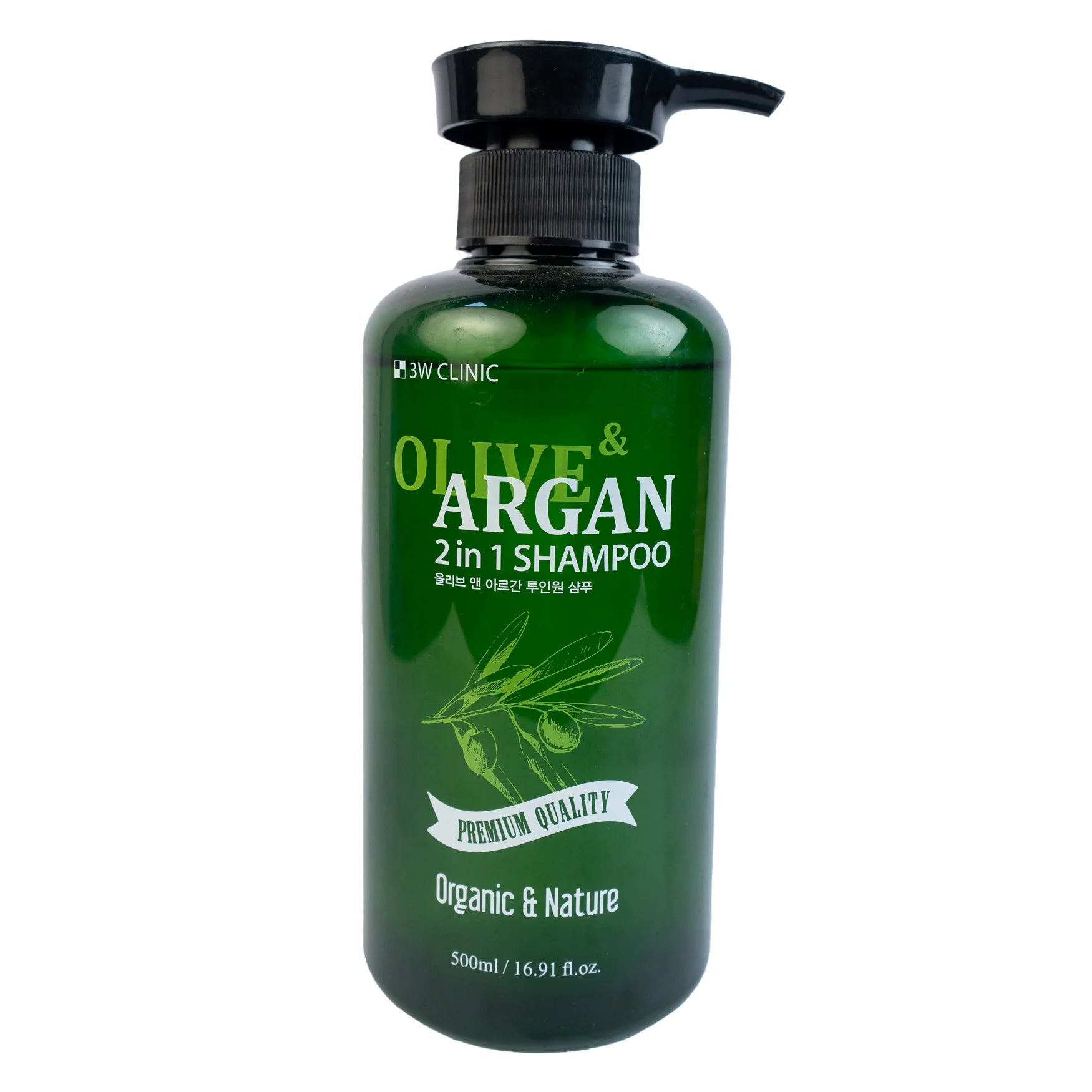 3W Clinic Olive & Argan 2-in-1 Shampoo 500ml smooth & shiny hair