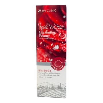 3W Clinic Rose Cleansing Foam 100ml, Gentle brightening face wash
