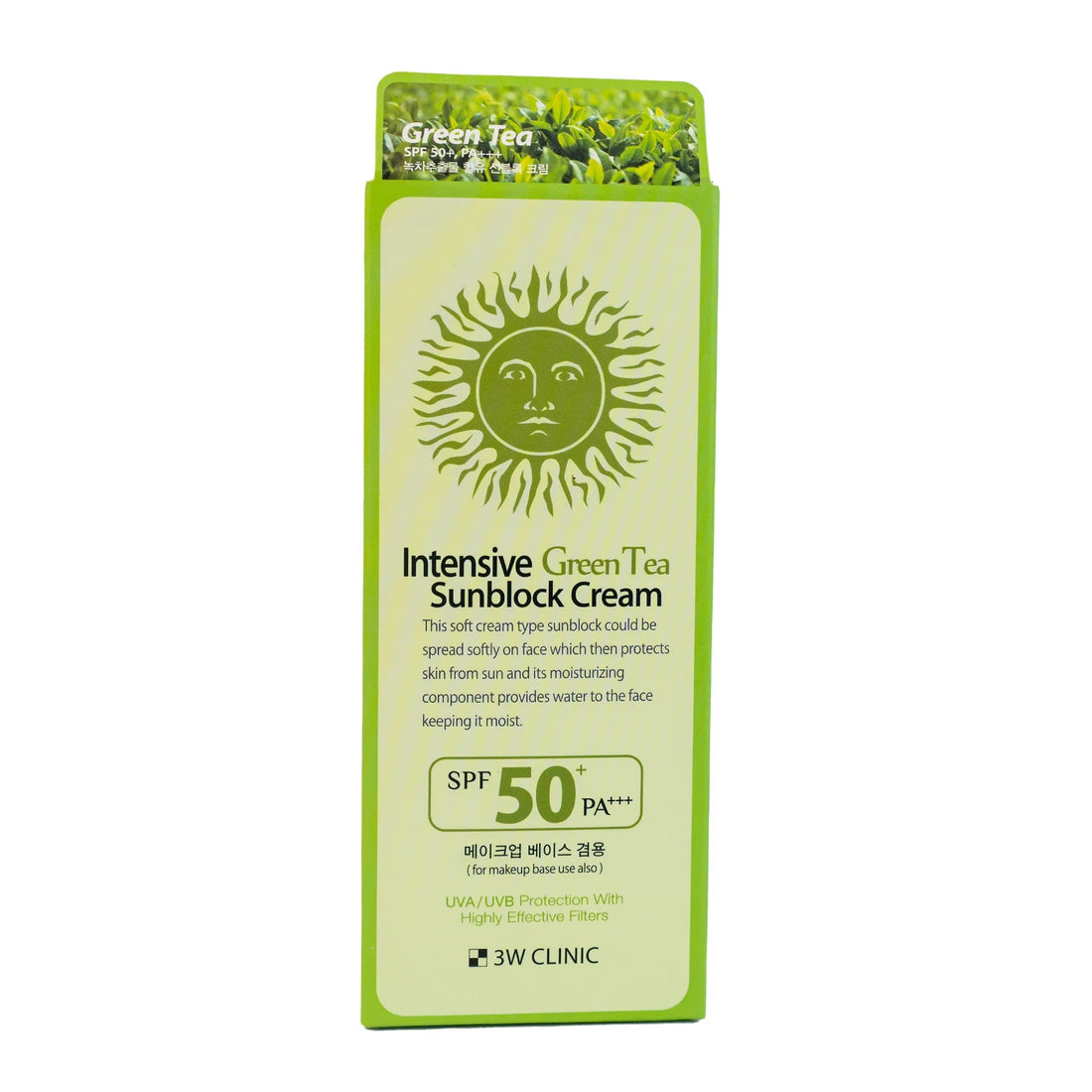3W Clinic Intensive Green Tea Sunblock Cream SPF 50+PA+++ - KeenCares