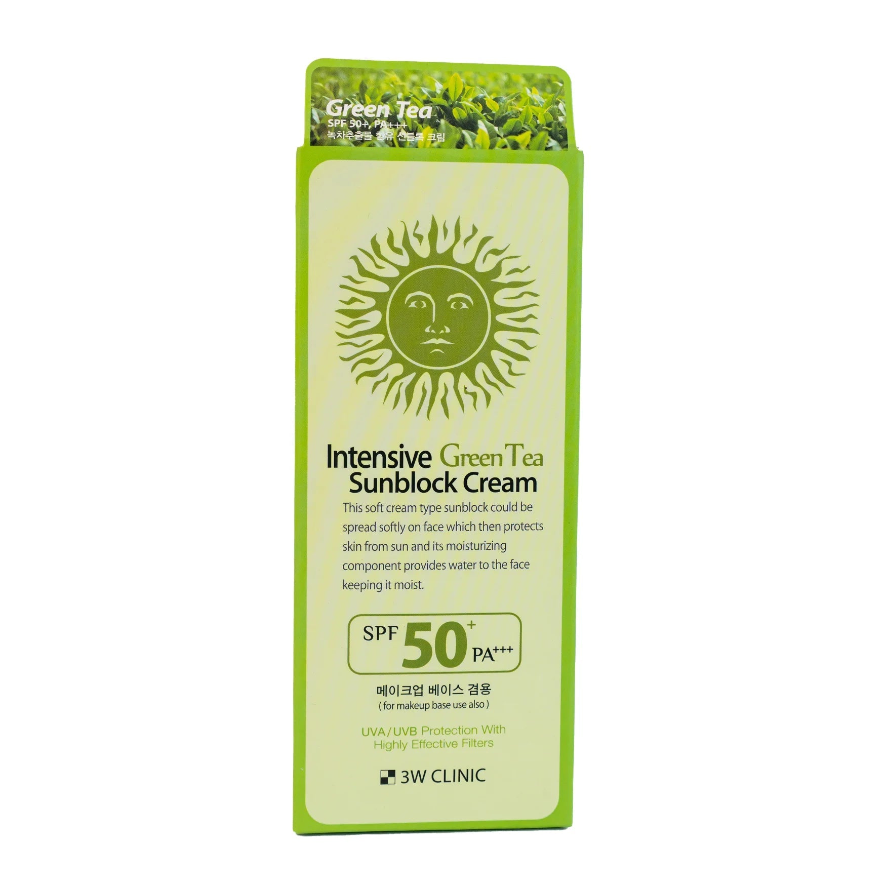 3W Clinic Intensive Green Tea Sunblock Cream SPF 50+PA+++ - KeenCares