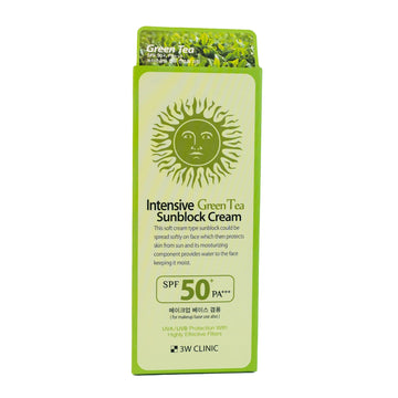 3W Clinic Intensive Green Tea Sunblock Cream SPF 50+PA+++ - KeenCares
