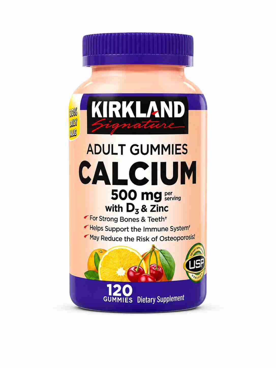 kirkland signature calcium 500 mg with d3 & zinc, 120 adult gummies KeenCares