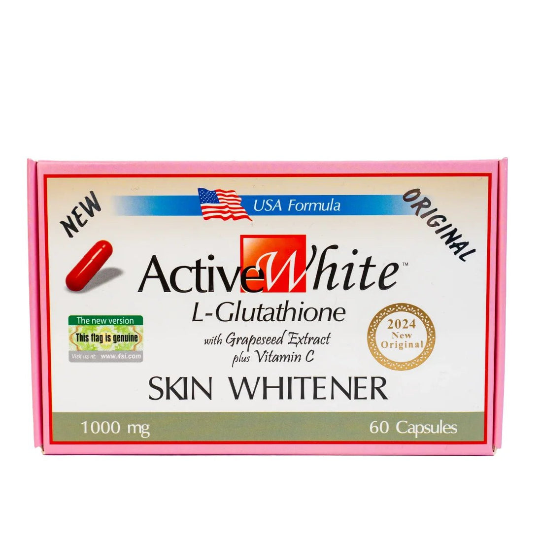 Active White L - Glutathione Skin Whitener (1,000 mg) 60 capsules - KeenCares