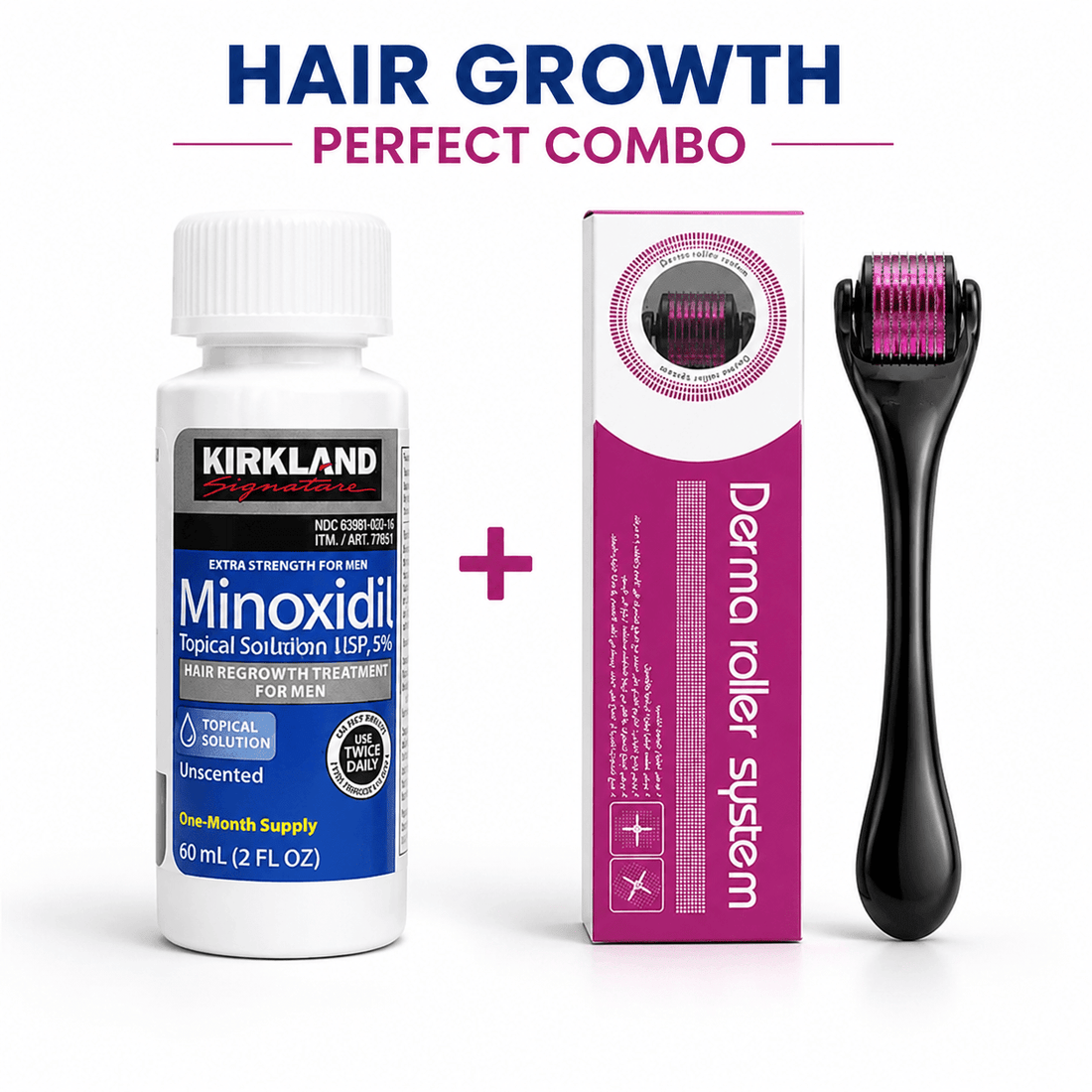 Derma Roller + Kirkland Minoxidil Starter Kit - KeenCares