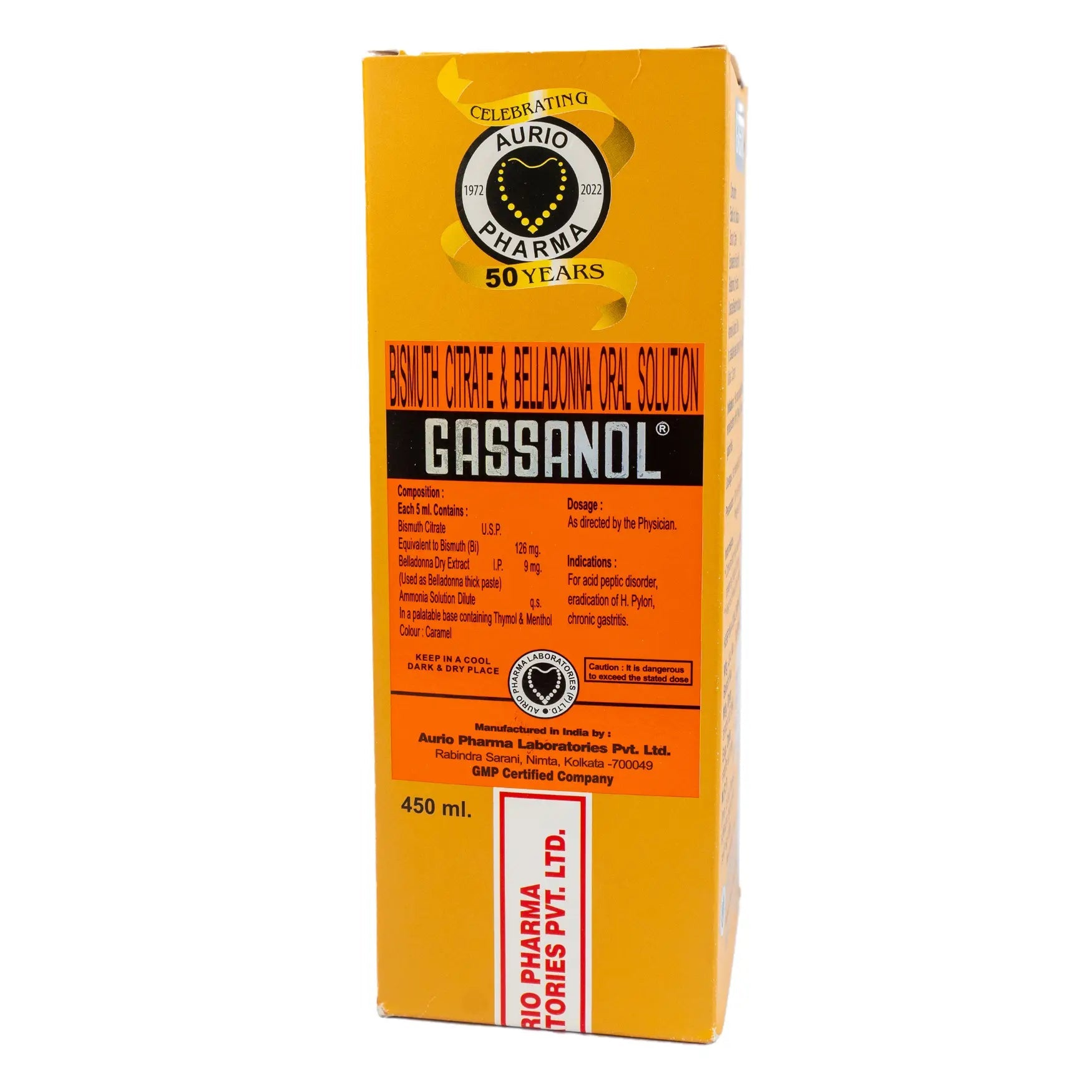 Gassanol Bismuth Citrate and Belladonna Oral Solution Syrup 450ml - KeenCares