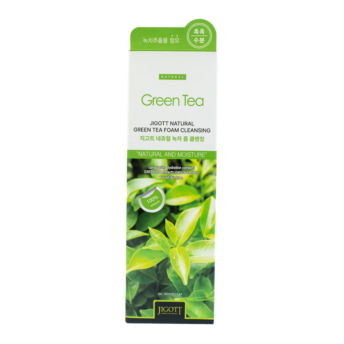 Jigott Natural Green Tea Foam Cleansing 180ml - KeenCares