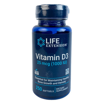 Life Extension Vitamin D3 25 mcg 250 softgels (1000 IU) - KeenCares