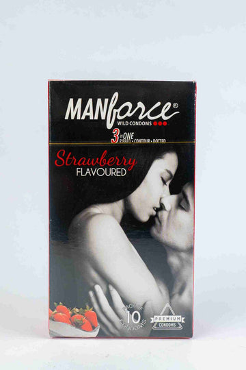 Manforce Wild Strawberry Flavoured 10pcs Condoms for fun and protection
