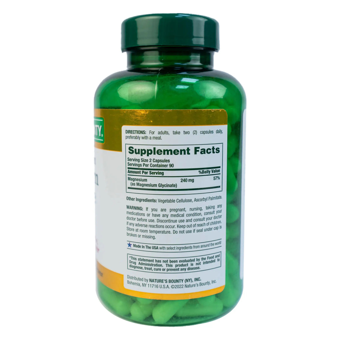 Nature's Bounty Magnesium Glycinate 240Mg 180 Capsules - KeenCares