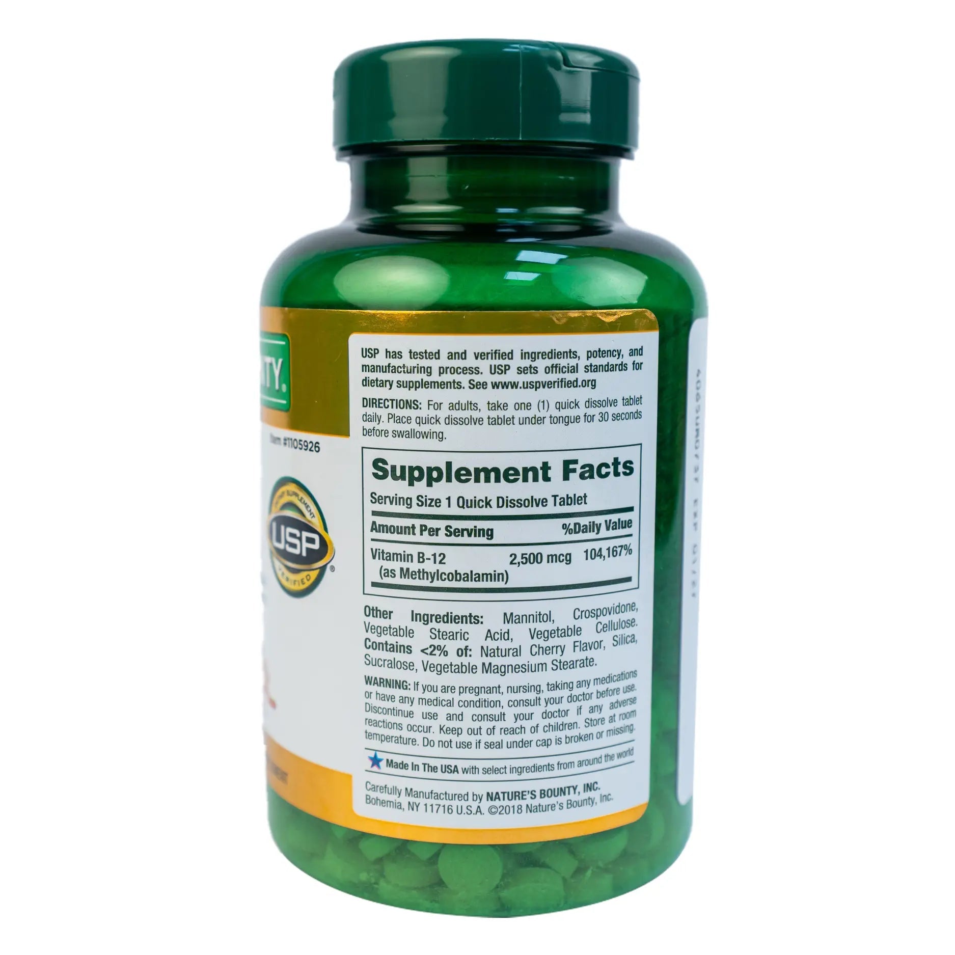 Nature’s Bounty Vitamin B12, 2500 mcg 300 Quick Dissolve Tablets - KeenCares