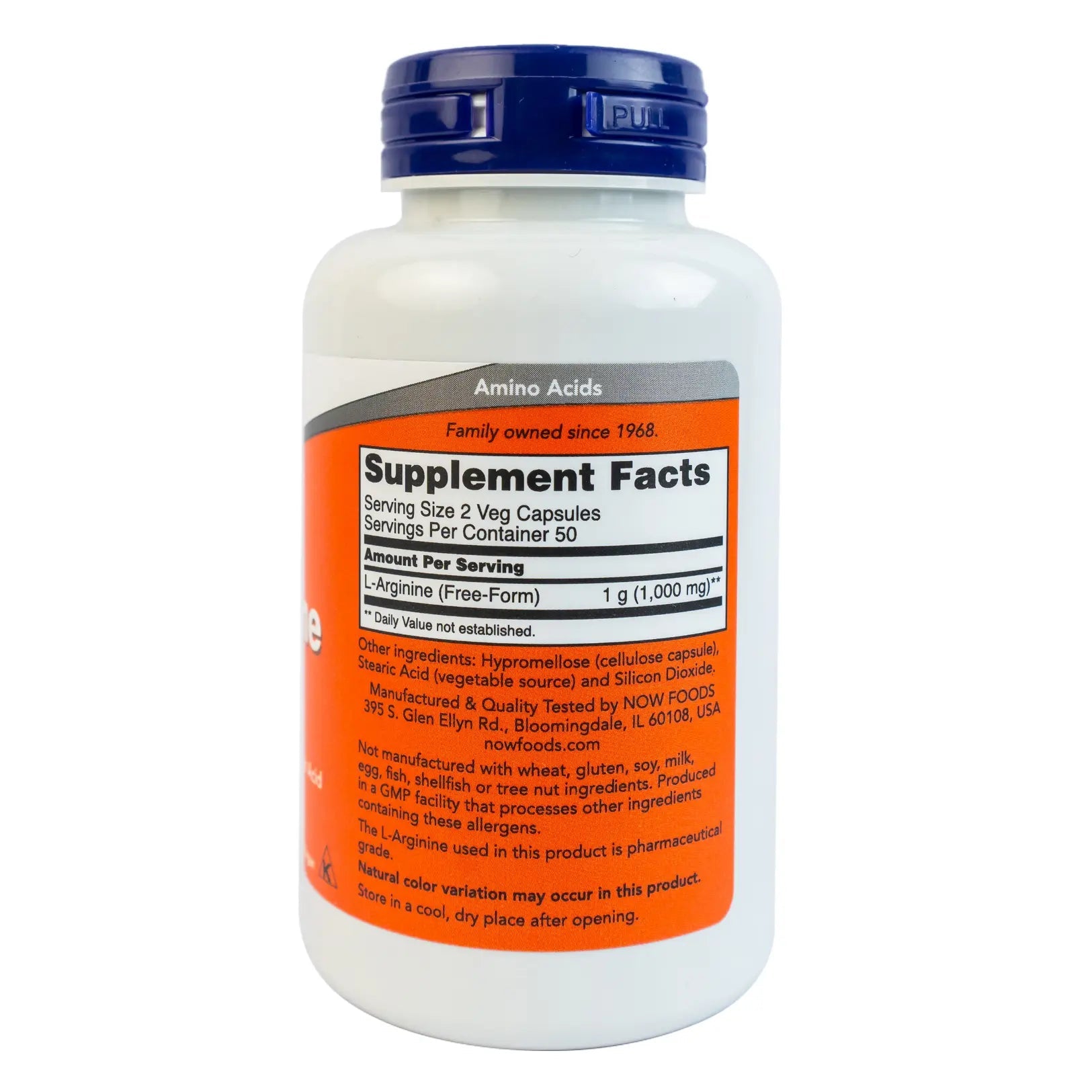 NOW L - Arginine Amino Acid 500mg 100 Veg Capsules (NOW) - KeenCares