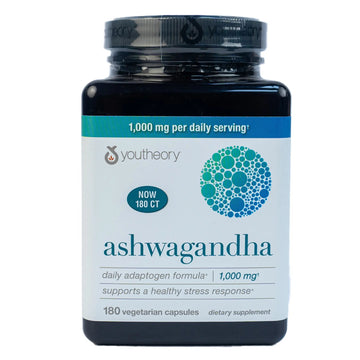Youtheory Ashwagandha 1000mg 180 Capsules - KeenCares